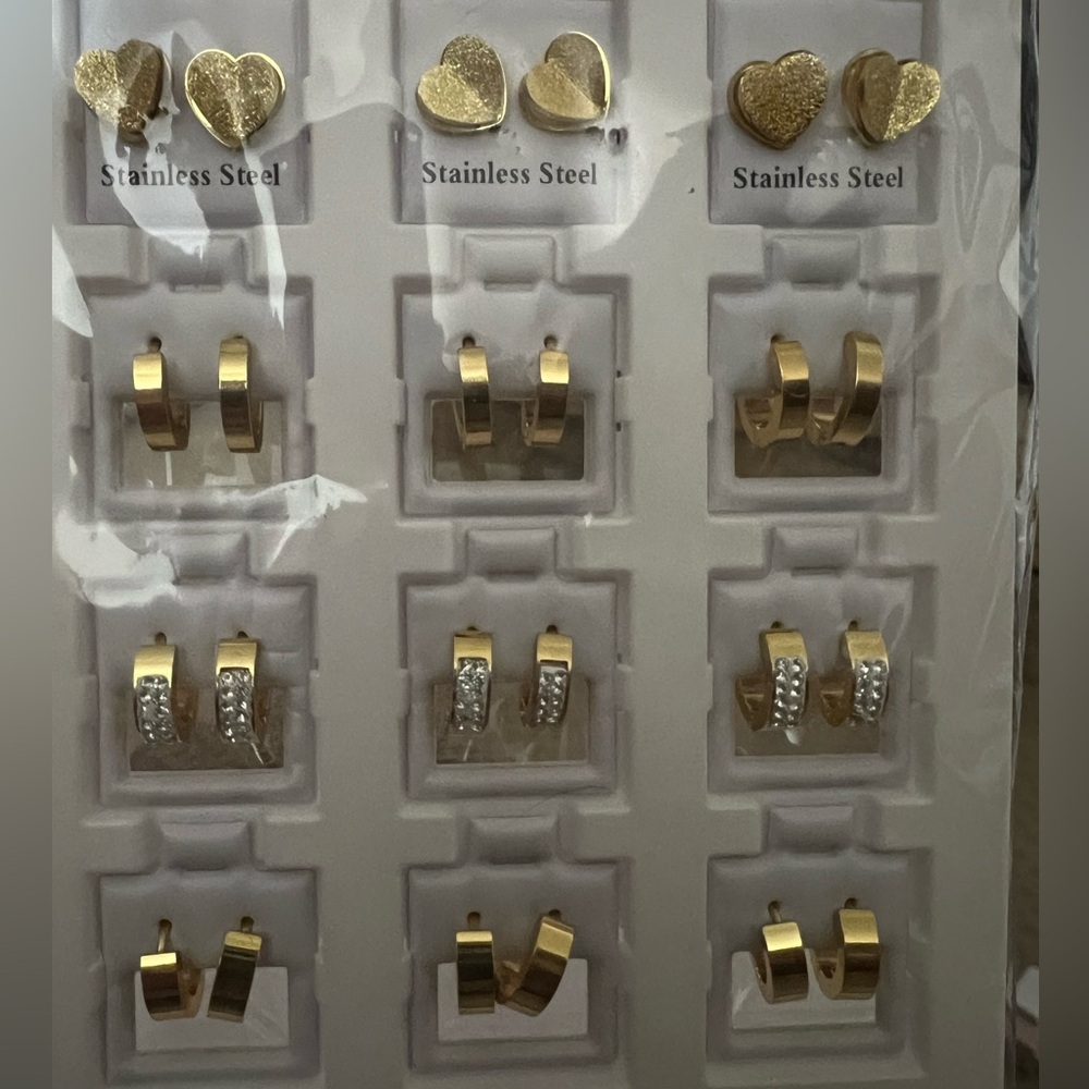 Gold and Silver Stainless Steel Earrings NEW
